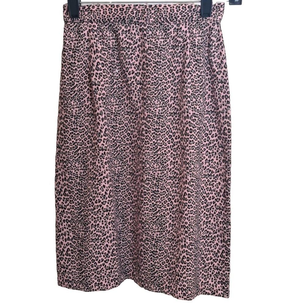 Vintage 1980s/1990s "Mirrors" Pink/Blk Leopard Print Skirt Size 3/4 (Juniors)
